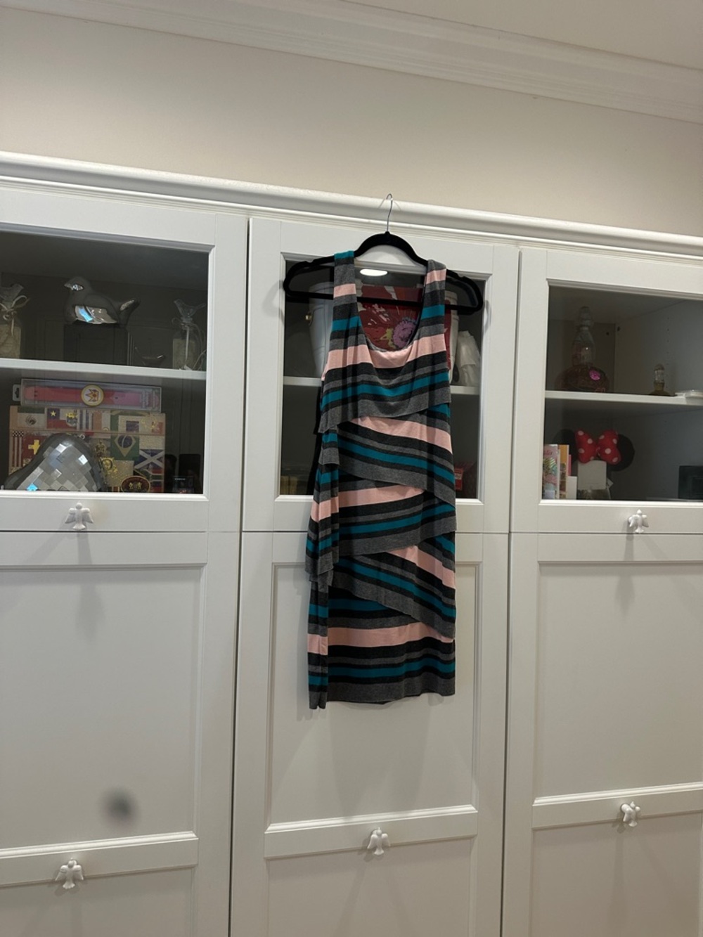 Bailey 44 Anthropologie Striped Dress in Pink, Teal, Gray, and Black Medium P